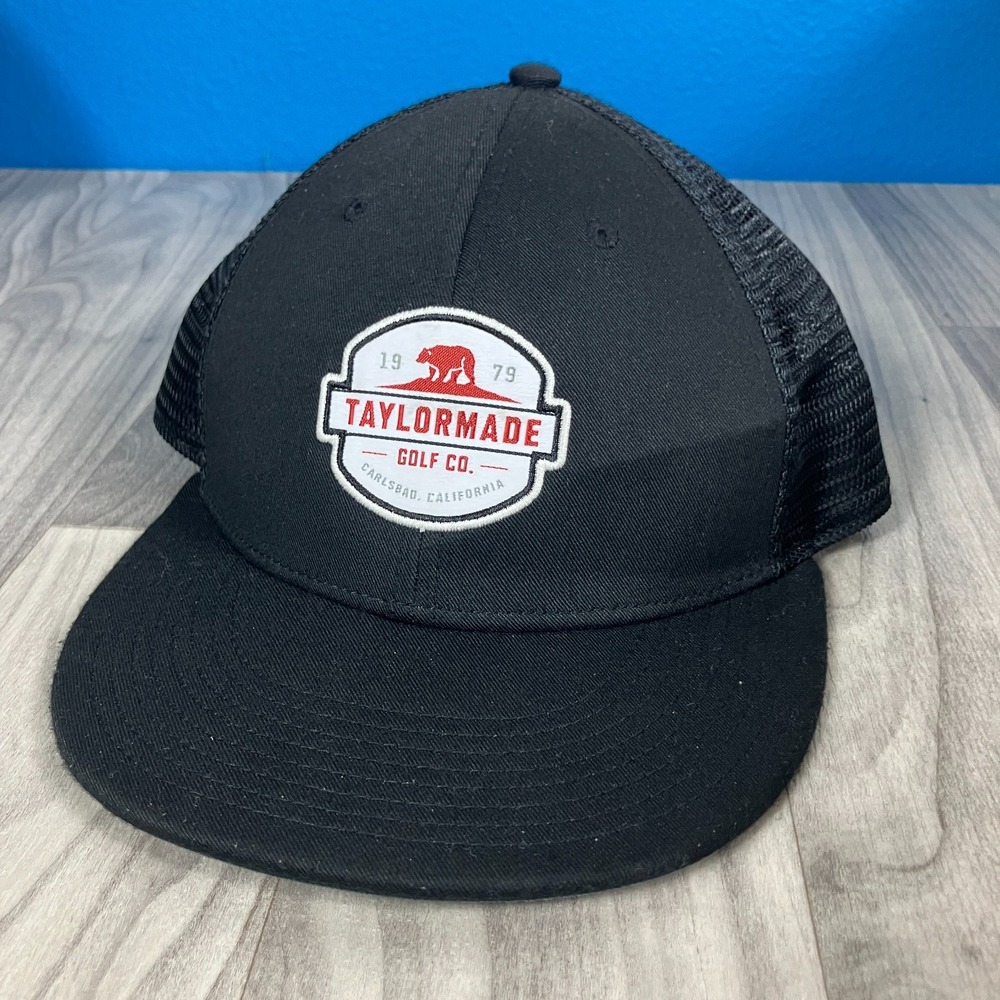 TaylorMade Hat 1979 Golf Co Carlsbad California Bear Snapback Mesh Cap Black EUC